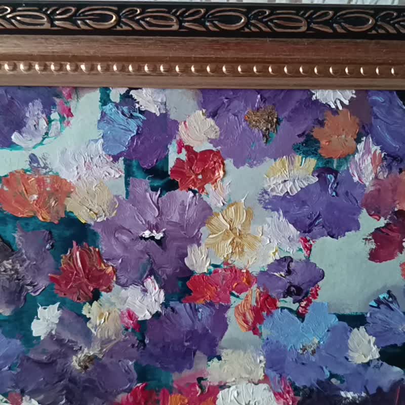 花波希米亚 - 8，10x15 厘米，纸板油画，2023 年，维多利亚·瓦鲁克 (Victoria Valuk) 创作的艺术品 - 墙贴/壁贴 - 颜料 多色