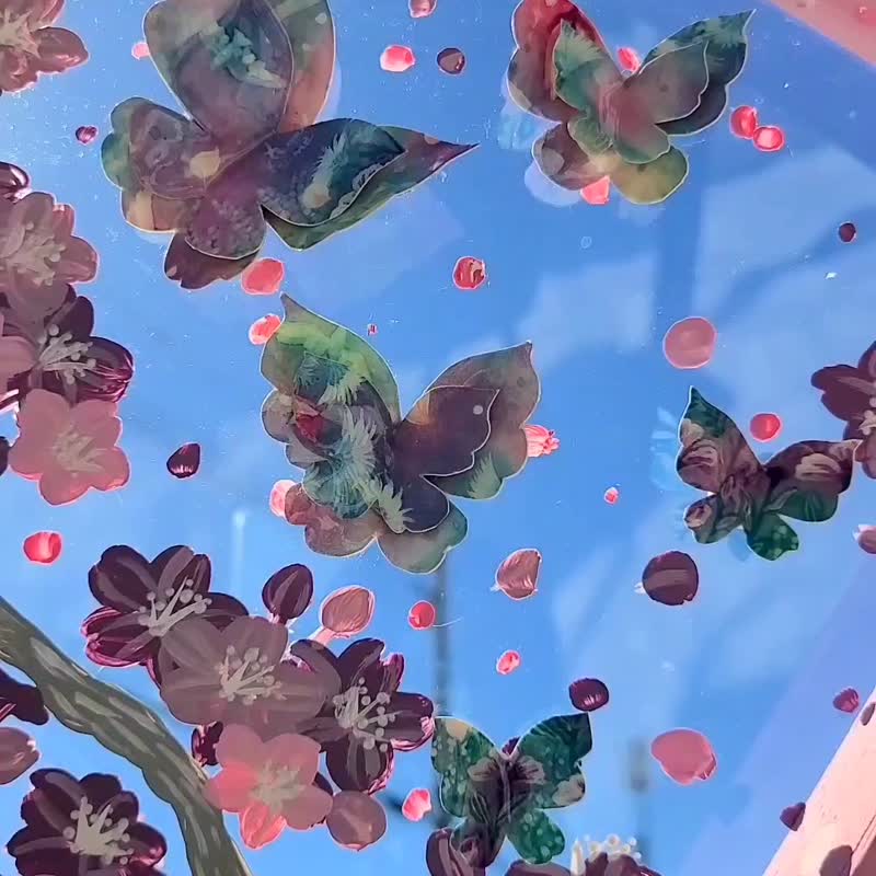 [定制化/樱花漫步/紫色蝴蝶]透明艺术，阴影画，室内花痴蝴蝶物品 - 海报/装饰画/版画 - 压克力 紫色