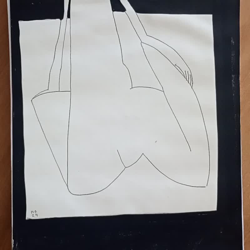 坐在地毯上的裸女绘画|黑白艺术品|艺术家居装饰 - 海报/装饰画/版画 - 纸 白色