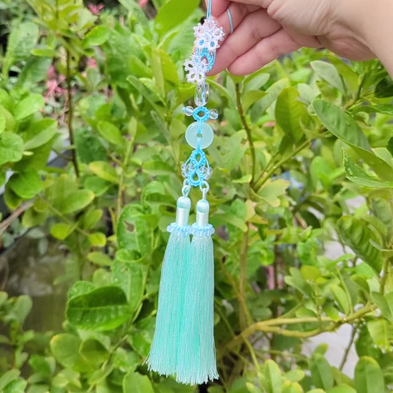 吊坠挂饰穗子流苏汉服配饰旗袍扇坠白水晶玉髓平安扣月光薄荷色 - 挂绳/吊绳 - 水晶 透明