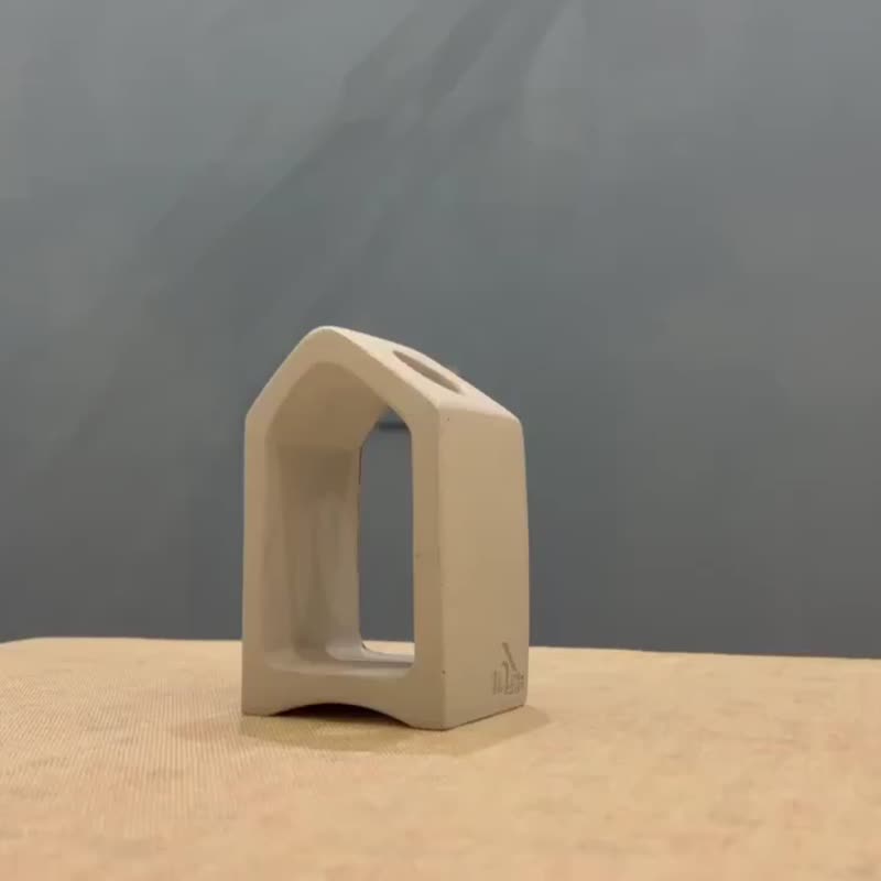 单孔迷你牙刷架/笔架(附试管) - 笔筒/笔座 - 水泥 灰色