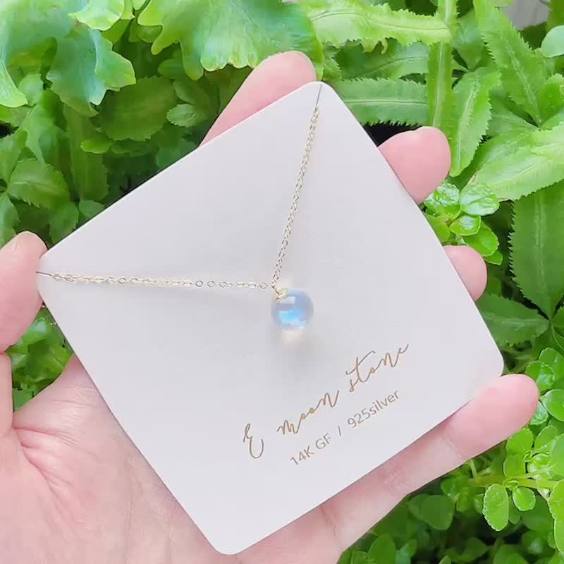 蓝月光小灯泡球球项链 14K - 项链 - 水晶 白色