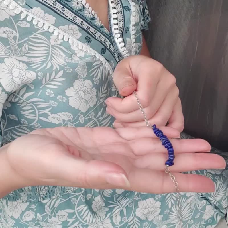 Lapis Lazuli Bracelet, 925 Silver, Taurus, Virgo Birthstone, Sagittarius Gift - 手链/手环 - 宝石 蓝色