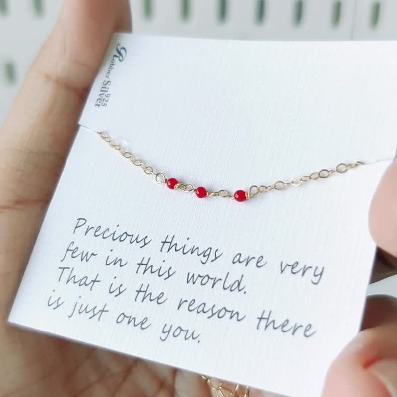 SV925/ 14KGF 小清新 Coral 迷你红珊瑚手链/脚链 - 脚链/脚环 - 半宝石 红色