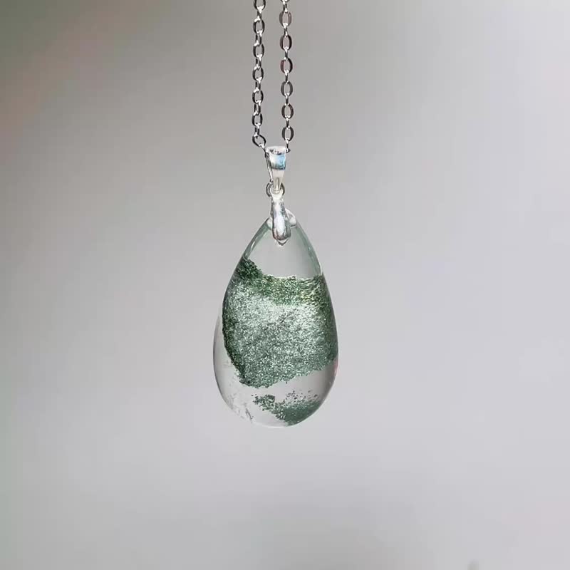 天然矿石 绿幽灵 925纯银 项链 招财 旺事业 贵人缘 好运 防小人 - 项链 - 宝石 绿色