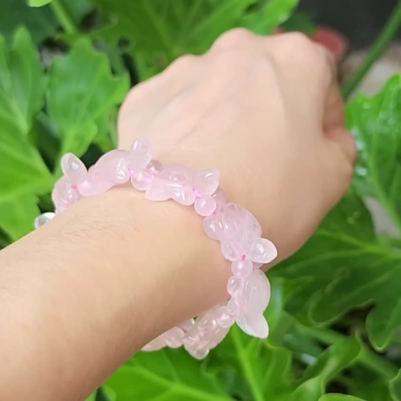 星光粉晶 乌龟 招财 人缘爱情 长寿智慧 化煞镇宅 手链 单品 礼物 - 手链/手环 - 宝石 粉红色