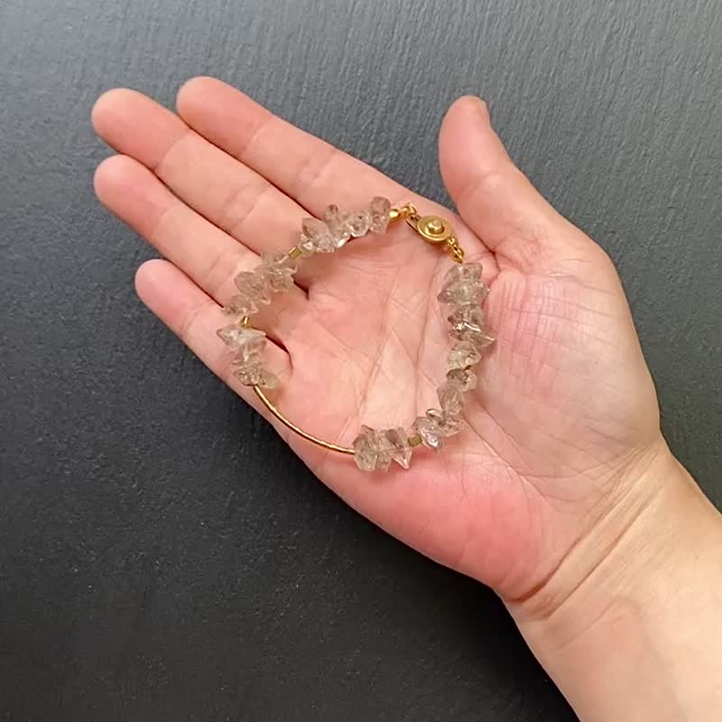 天然冰透闪灵钻原石 黄铜手链 定制化手链 平衡净化七轮 定制化 - 手链/手环 - 水晶 多色