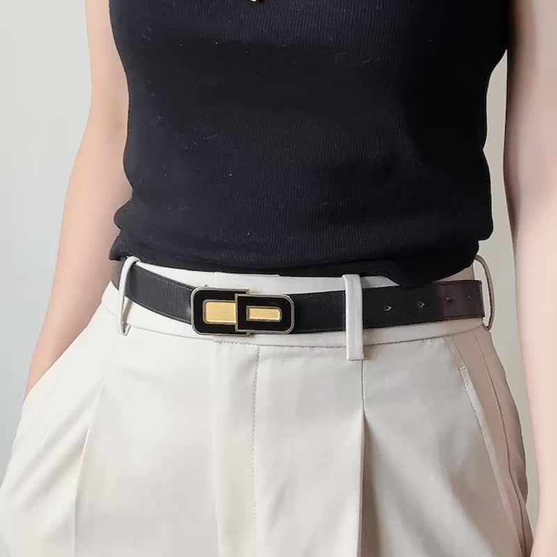 中古  Christian Dior 迪奥 CD扣皮带 黑色牛皮 65-70cm 中号 - 皮带/腰带 - 真皮 黑色