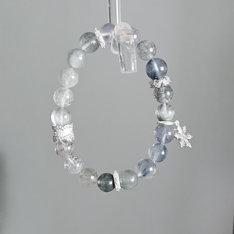 精品 蓝钢丝兔毛 蓝兔毛 9-10mm+ 水晶手串 灵性沟通创意 - 手链/手环 - 水晶 蓝色