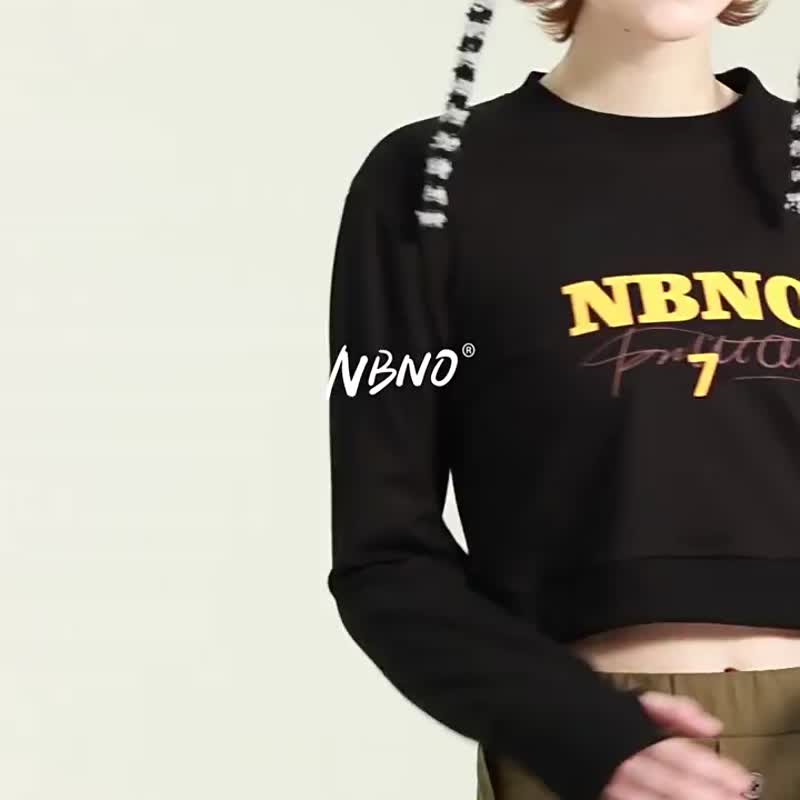 紧身黑色t恤 露脐上衣长袖T恤 - 女装 T 恤 - 棉．麻 