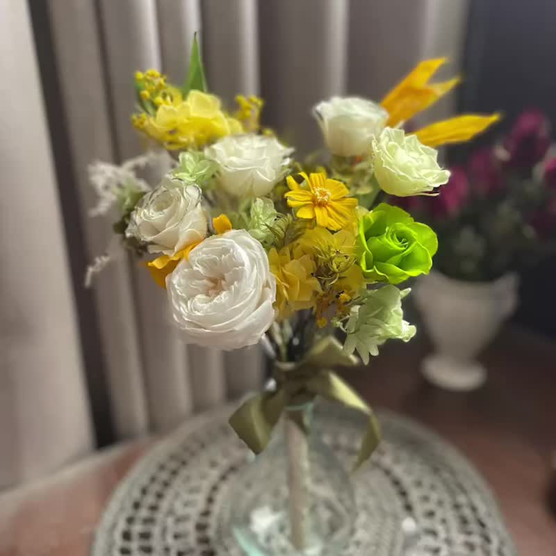 永生庭园玫瑰新娘捧花 干燥花 永生花捧花 告白花束 胸花 - 干燥花/捧花 - 植物．花 多色
