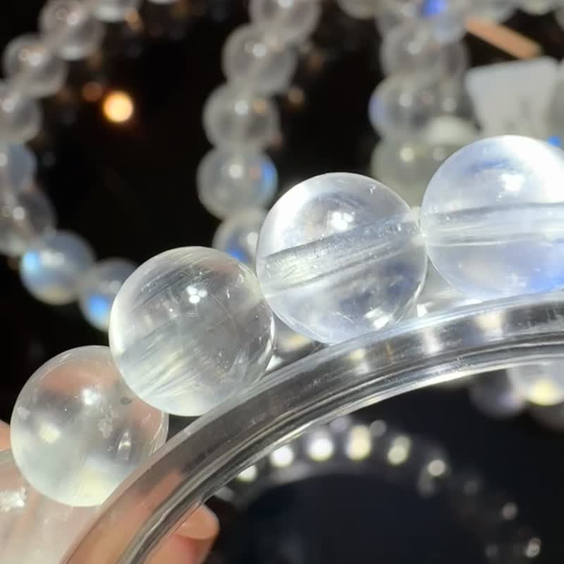 小精品天然蓝月光石月亮石6.5m-9mm水晶人缘桃花提升魅力值 - 手链/手环 - 水晶 蓝色