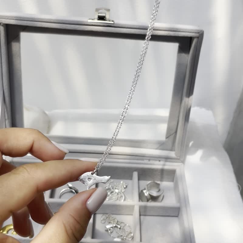 巴厘岛形状项链,巴厘岛银吊坠,巴厘岛银项圈 - 项链 - 纯银 银色