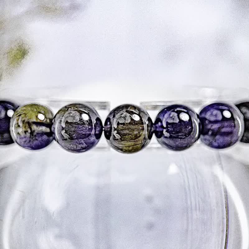 【双色血滴堇青石】高品透体堇青石 水晶手链手串\一物一拍 - 手链/手环 - 水晶 蓝色