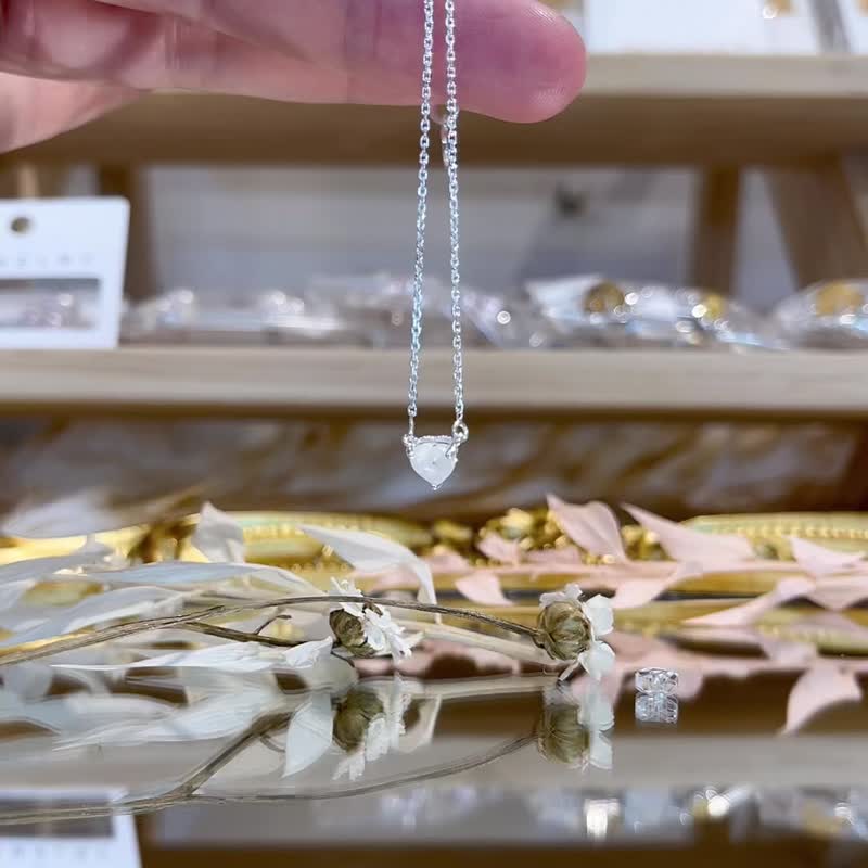 小巧迷你彩虹月光5.8mmx5.8mm项链 - 项链 - 水晶 银色
