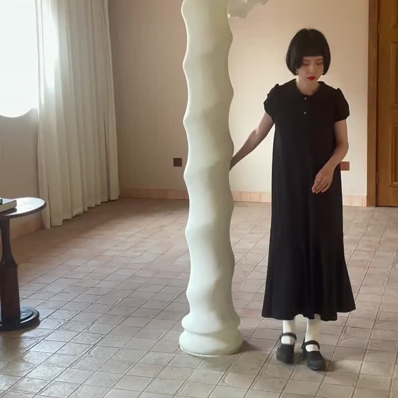 黑色 復古少女娃娃領寬松洋裝 魚尾連衣裙 短袖夏季小黑裙 - 洋装/连衣裙 - 棉 黑色