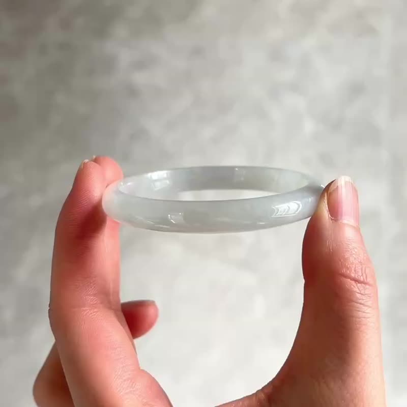 冰种 天然翡翠 缅甸翡翠 A玉 玉镯 • 冰种莫奈睡莲福镯G - 手链/手环 - 石头 蓝色