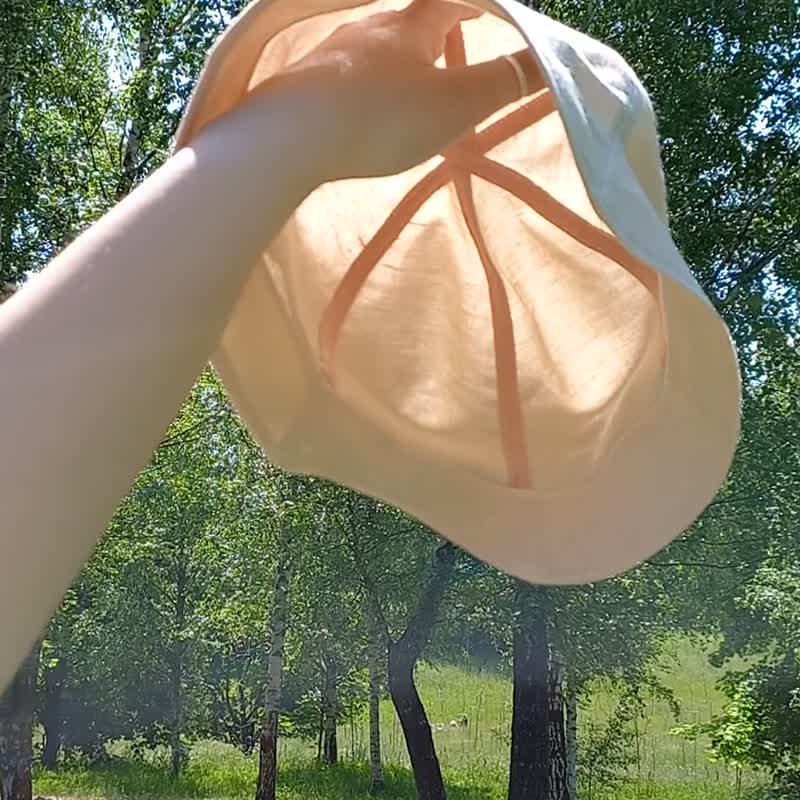 Lightweight and breathable linen bell hat. Bucket hat from the sun. Panama hat. - 帽子 - 亚麻 多色