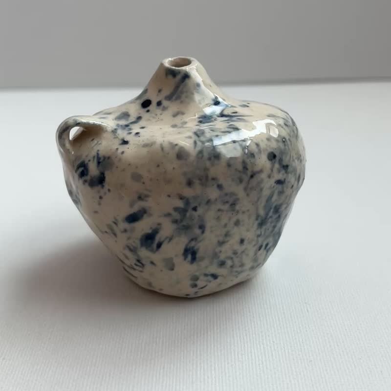 絮曲02 青花小花瓶  6.8 x 7.5 x H6.7cm - 花瓶/陶器 - 陶 