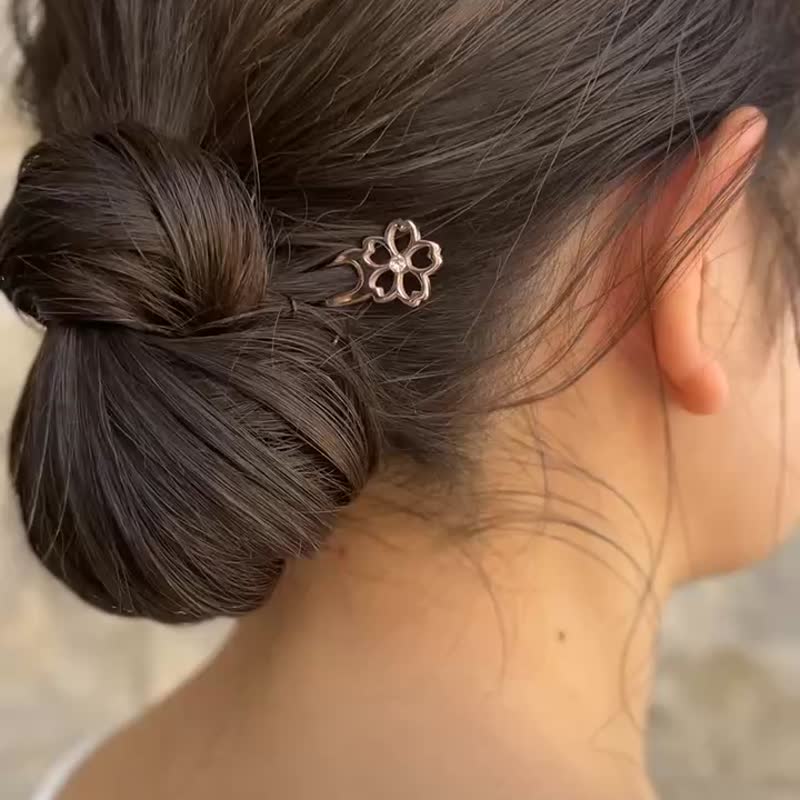 春季限定设计 / KANZASHI Hair pin 【 Petit Series SAKURA 】 - 发饰 - 其他金属 粉红色