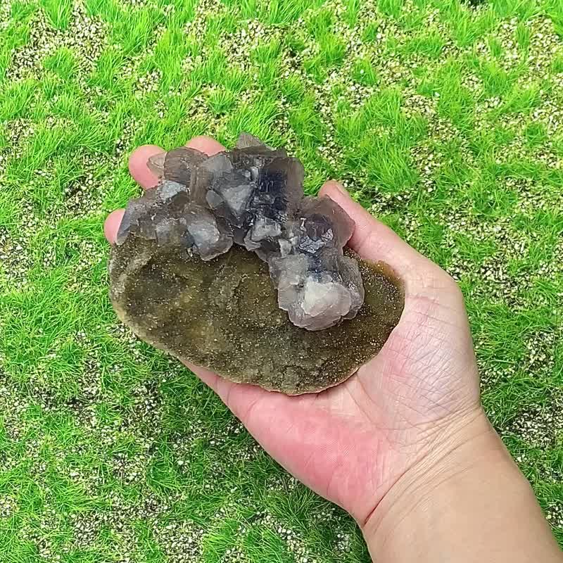 天然原矿疗愈系蓝心萤石 黄金砂糖 家居 办公室 疗愈 摆件 - 其他 - 水晶 多色