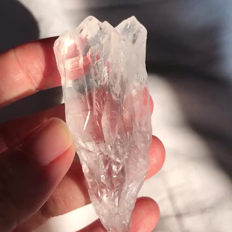 螺旋水晶 透体彩虹 权杖 双尖 刀刻纹 浮生 白水晶簇 - 摆饰 - 水晶 透明