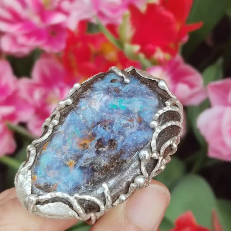 蛋白石手工银戒 纯银戒指 ~ ** 变 **~Opal Silver Ring - 戒指 - 纯银 