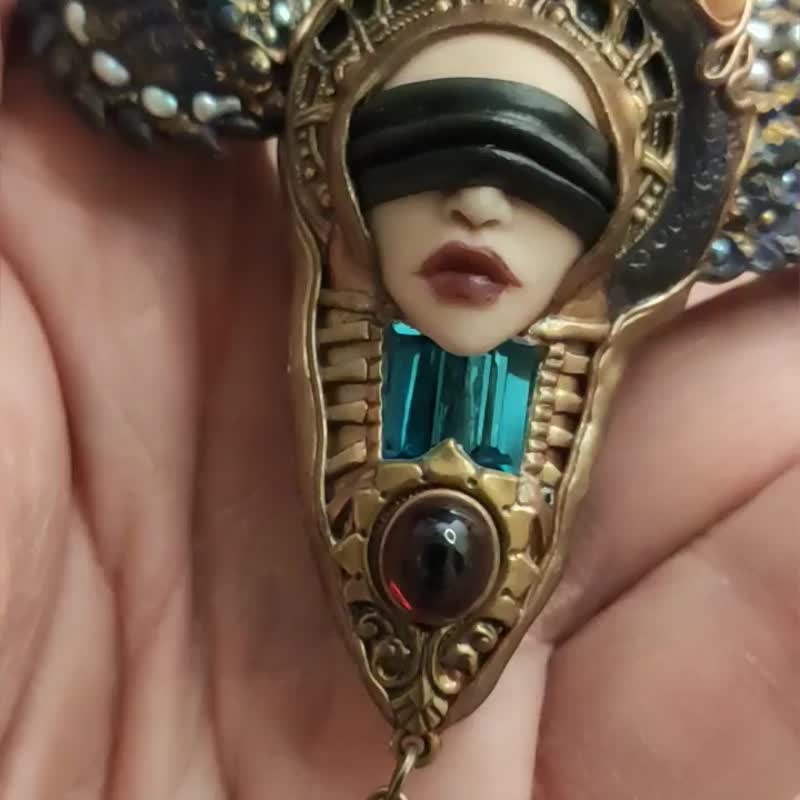 Fantasy Dragon Necklace,Purple Dragon Necklace,Magic Dragon, Jewelry Dragon - 项链 - 宝石 蓝色