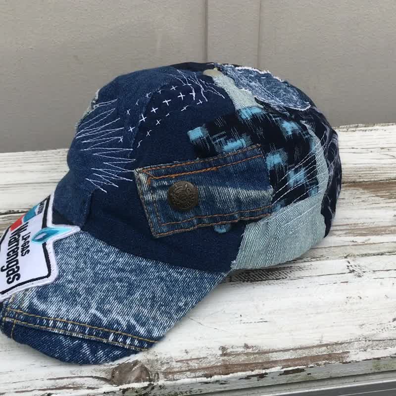 Boro patchwork hat cap-022 - 帽子 - 棉．麻 