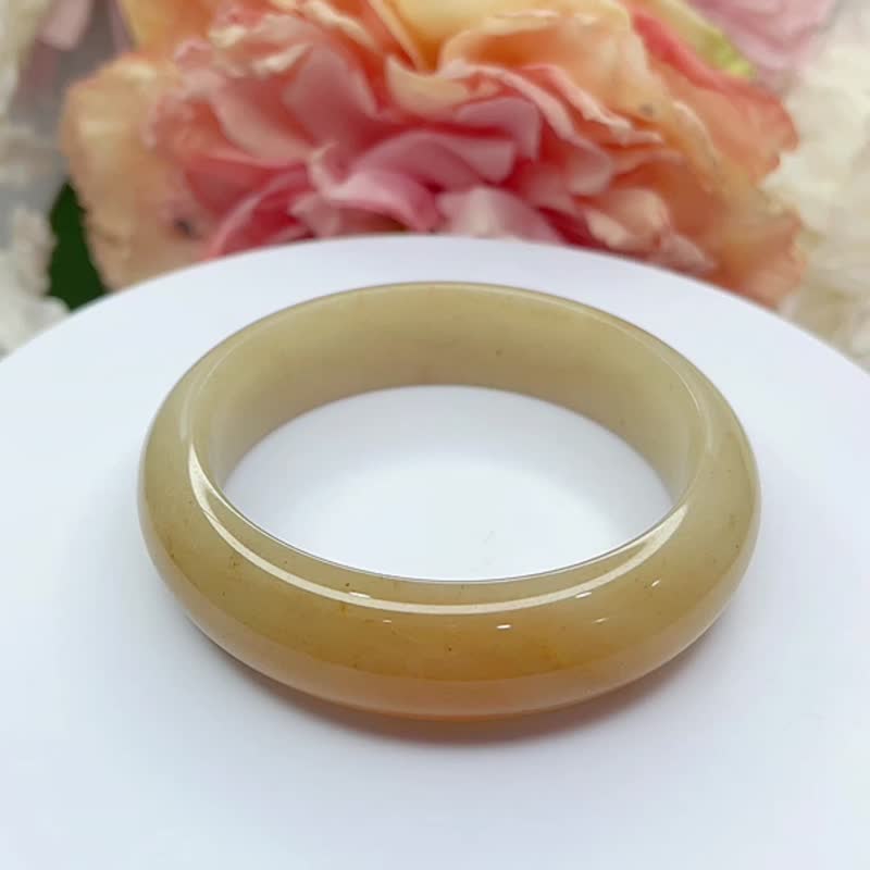 NO.128绝美俏色藕糖镯 内径 56MM 圈口佘太翠玉 手镯 手环 平安镯 - 手链/手环 - 玉石 橘色