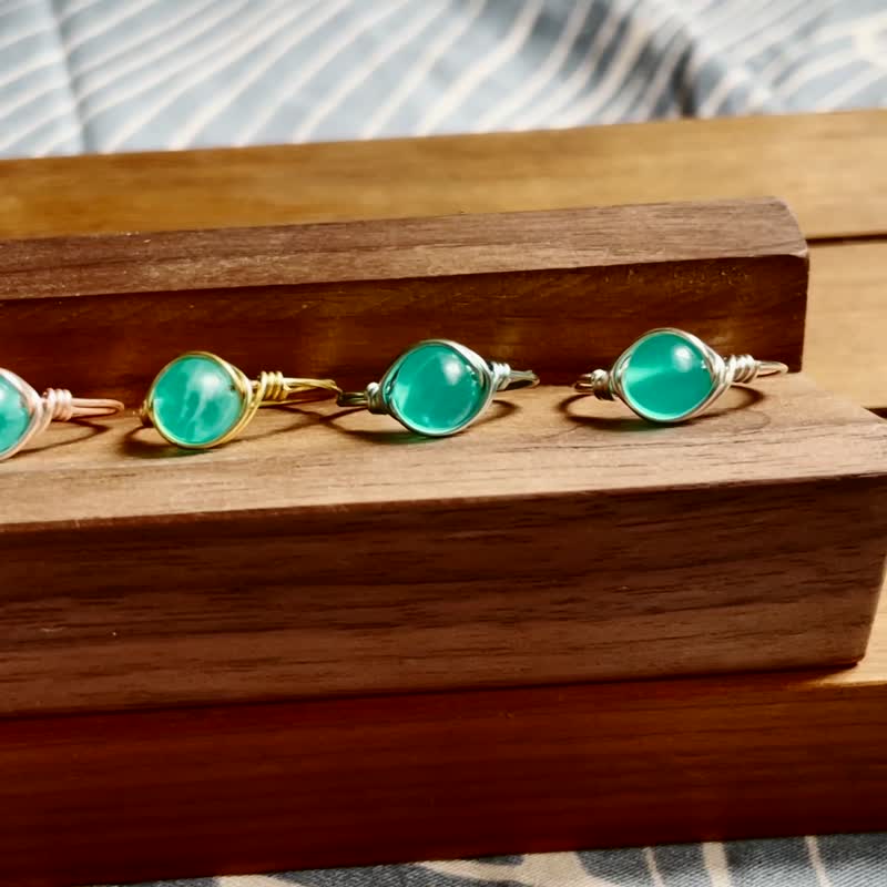 6mm 老矿天河石铜线戒指 蓝  11色入 - 戒指 - 宝石 蓝色