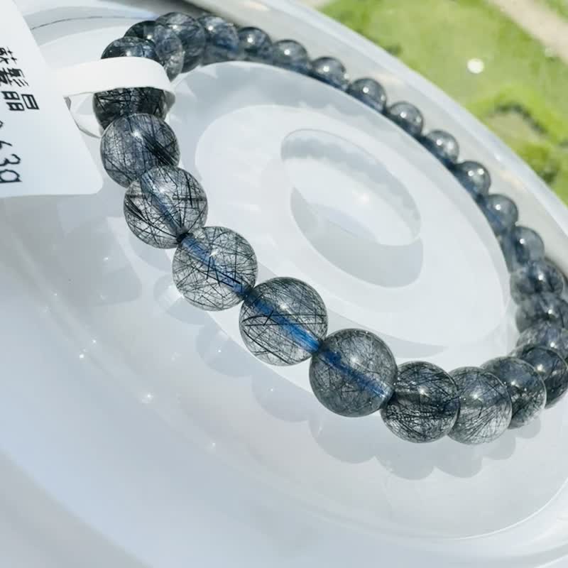 精品玻璃透蓝钢丝蓝发晶 6.8-7.2mm13.63g 身心平衡增智慧摆脱负面 - 手链/手环 - 水晶 蓝色