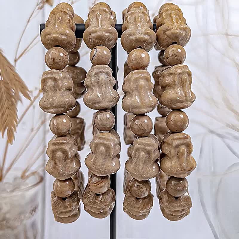 【跳出龙宫舍利貔貅】跳出舍利貔貅 水晶手串|一物一拍 - 手链/手环 - 水晶 卡其色