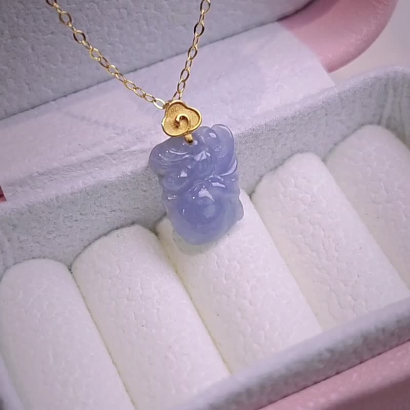 贵人•桃花•贵气|18k真金浓红紫小天使仙子|缅甸A货翡翠吊坠 - 项链 - 玉石 
