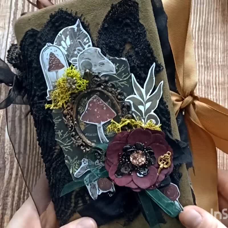 魔法森林 拼贴手帐 手工制作 童话 女巫 黑猫 魔法书 装饰 - 笔记本/手帐 - 纸 绿色