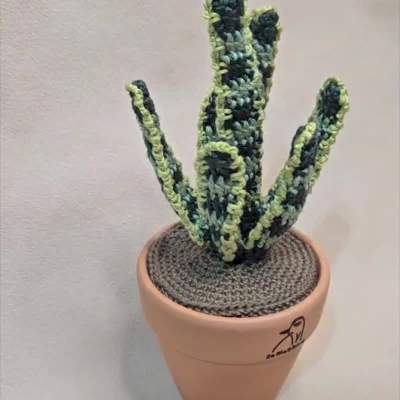 观叶植物 虎尾兰-手作编织植物 - 植栽/盆栽 - 绣线 绿色