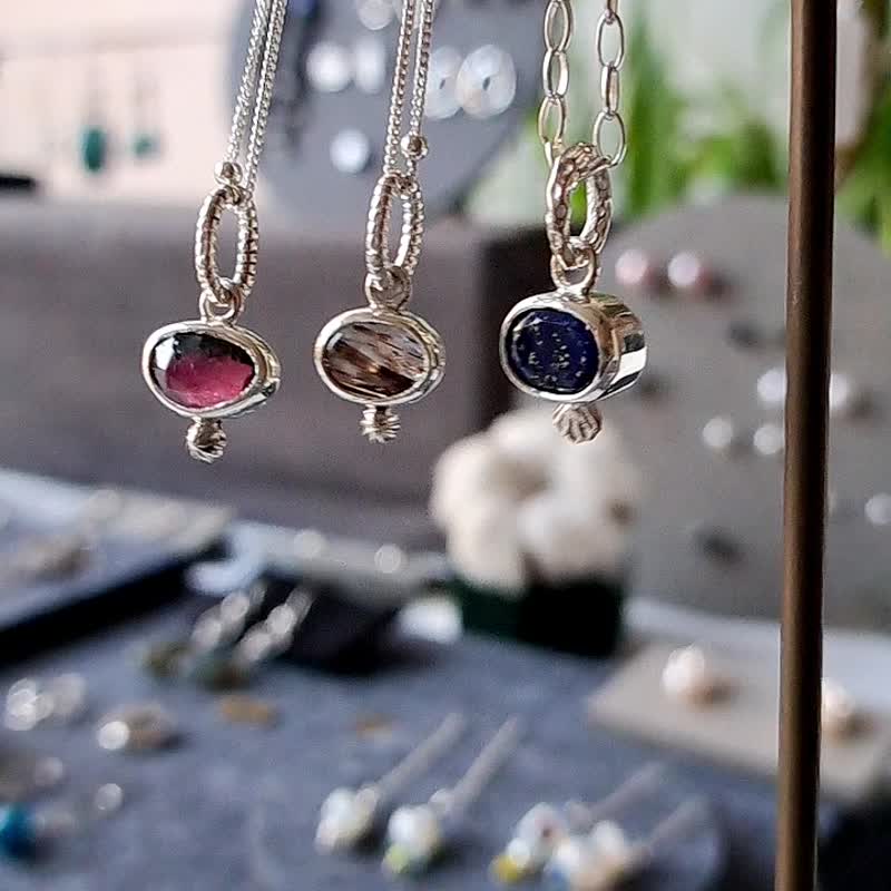 钛晶-小宝石简约坠链-925银-钛晶-链长16/18寸 - 项链 - 纯银 金色