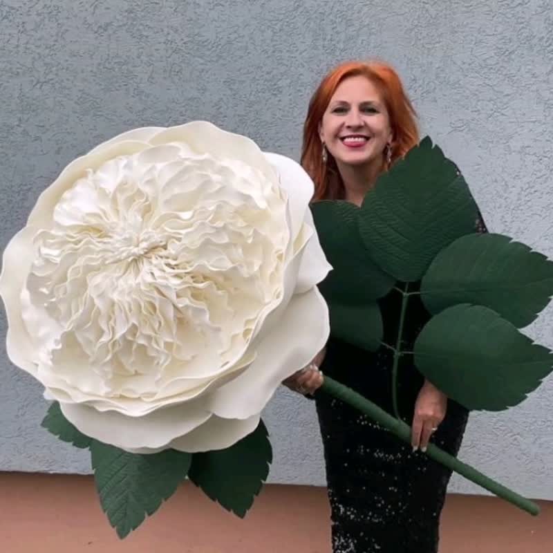 英国玫瑰。茎上开大花。巨大的白玫瑰。奥斯汀罗斯.婚礼装饰 - 其他 - 其他材质 