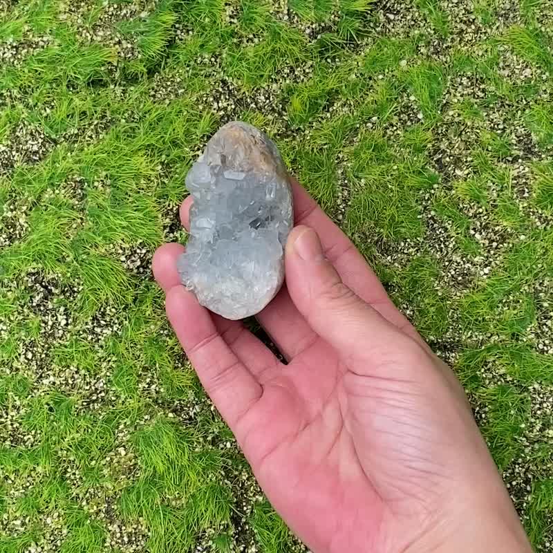 天然原矿天青雨滴 天青石镇 蓝水晶 疗愈 净化 开运 快速出货 - 摆饰 - 水晶 蓝色