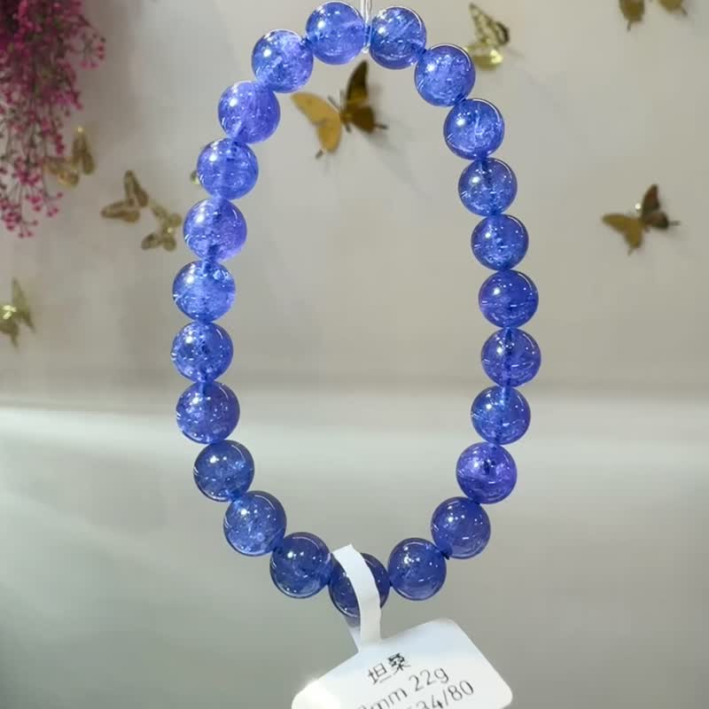 精品透体浓色坦桑石丹泉石8mm22g水晶社交之石正旺人缘集中注意力 - 手链/手环 - 水晶 蓝色