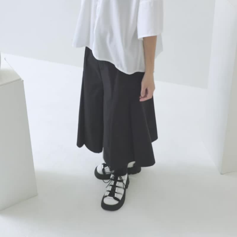 舒服这件事・其实很有风格 | 凉意透芯 | 流弧立体 A 字剪裁六分宽 - 女装长裤 - 其他材质 黑色