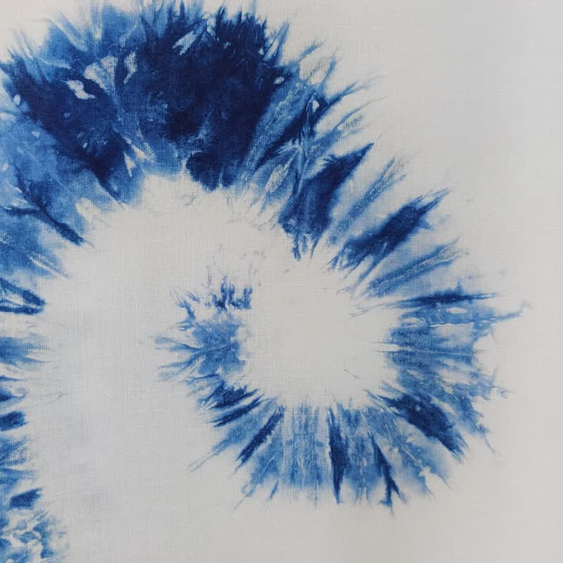 White Blue Tie Dye Butterfly Sleeves Top - 女装上衣 - 棉 蓝色
