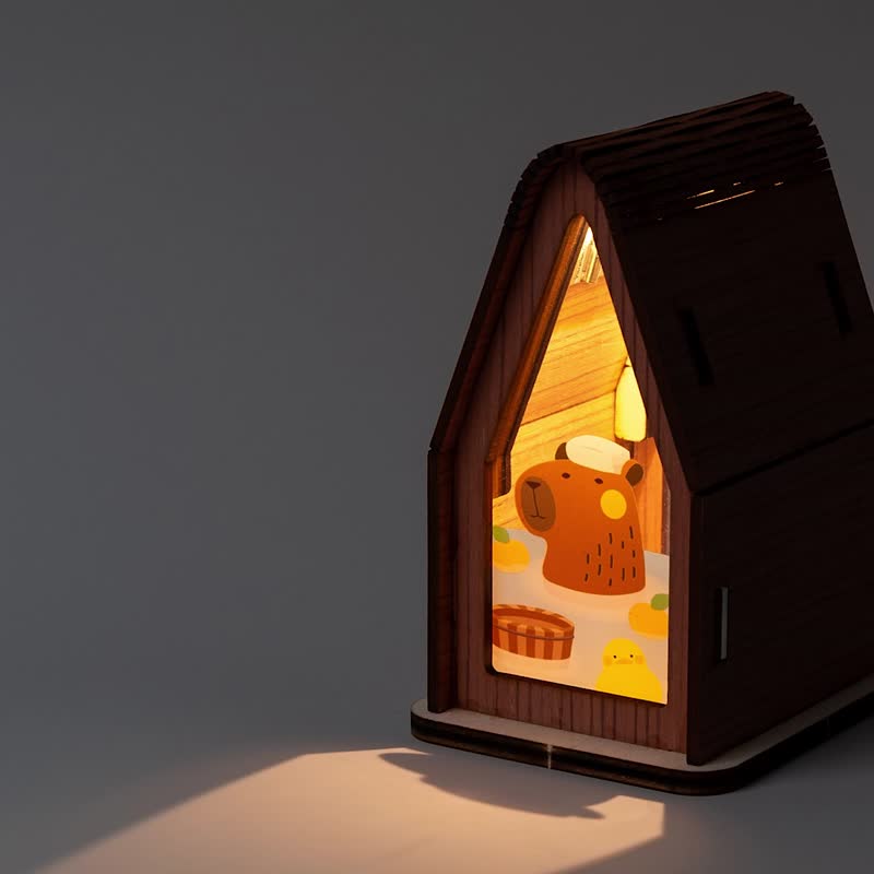 【水豚君的微光存钱屋】台北市立动物园联名 创意礼物 手贴电路 - 其他 - 木头 卡其色