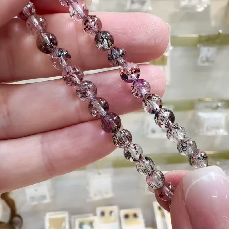 天然精品毒液彼岸花透彩超七水晶5mm6.62g三轮骨干高频水晶 - 手链/手环 - 水晶 多色