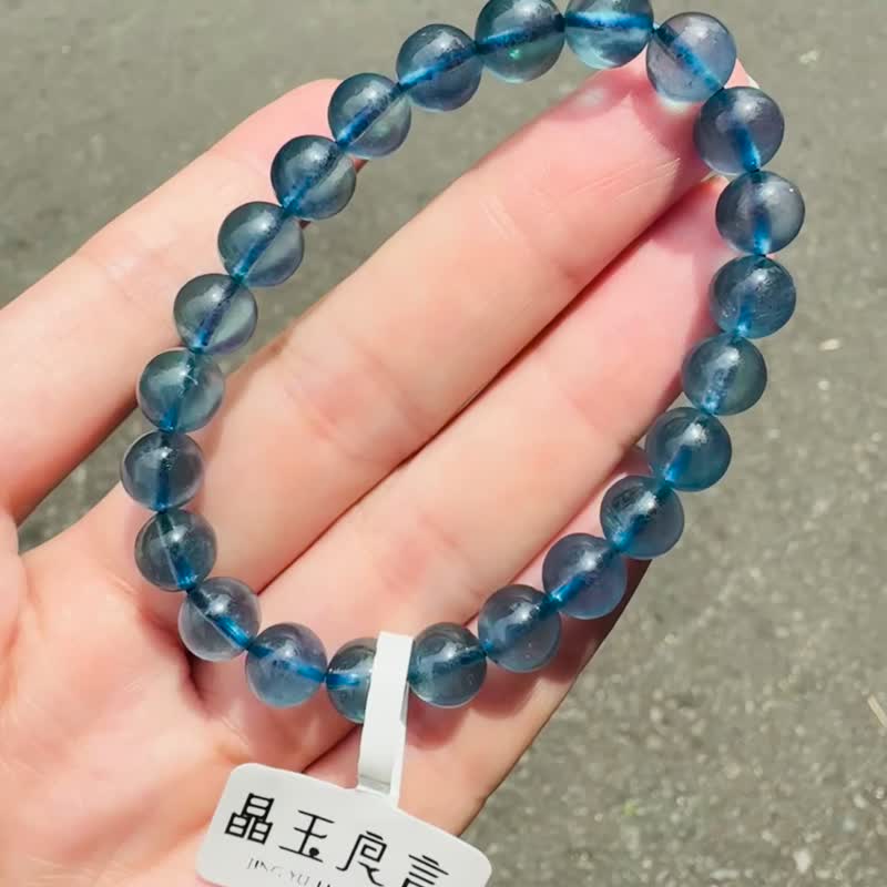 小精品浓色海蓝海蓝宝7.3-7.7mm13.41g平衡情绪减缓压力沟通说服 - 手链/手环 - 水晶 蓝色