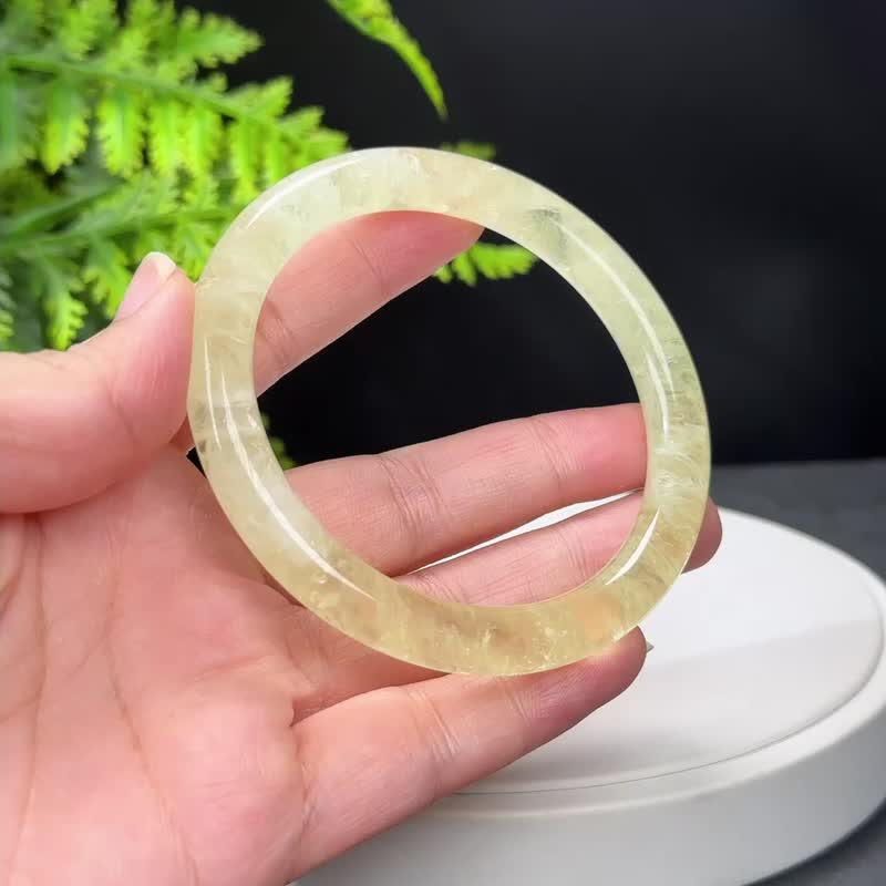 独特 柠檬黄水晶手镯 62MM 冰透闪片碎碎冰黄色水晶 聚财友谊运势 - 手链/手环 - 水晶 黄色