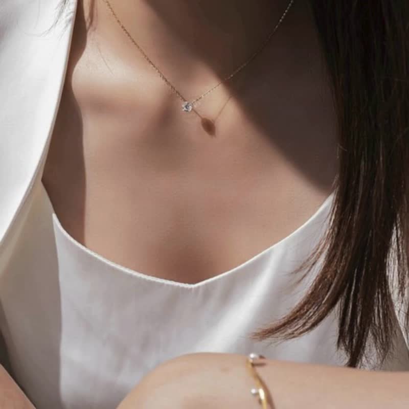 14K金 施华洛世奇锆石项链 | 包邮 | Belinda轻珠宝 - 项链 - 贵金属 金色