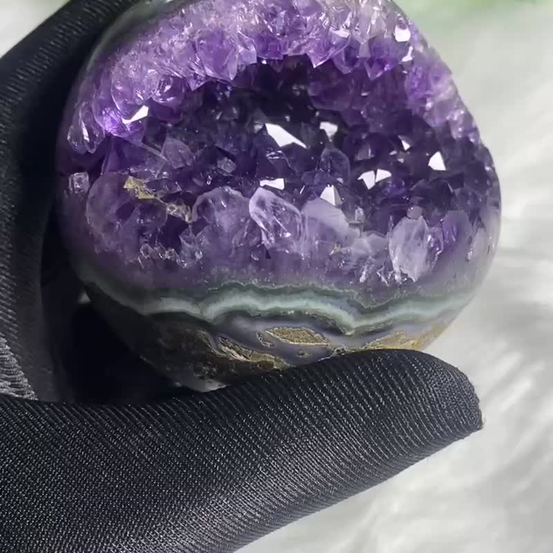 天然原矿原皮紫晶开口笑摆件 紫水晶开口笑 招财疗愈 一物一图 - 摆饰 - 水晶 