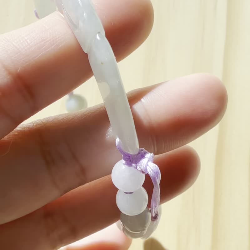 手工翡翠手链 - 薰衣草绿蝴蝶结半开口手链 - 手链/手环 - 玉石 紫色