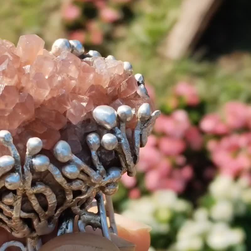 钴方解石原矿手工银戒纯银戒指 ~ I ~Cobaltocalcite Silver Ring - 戒指 - 纯银 